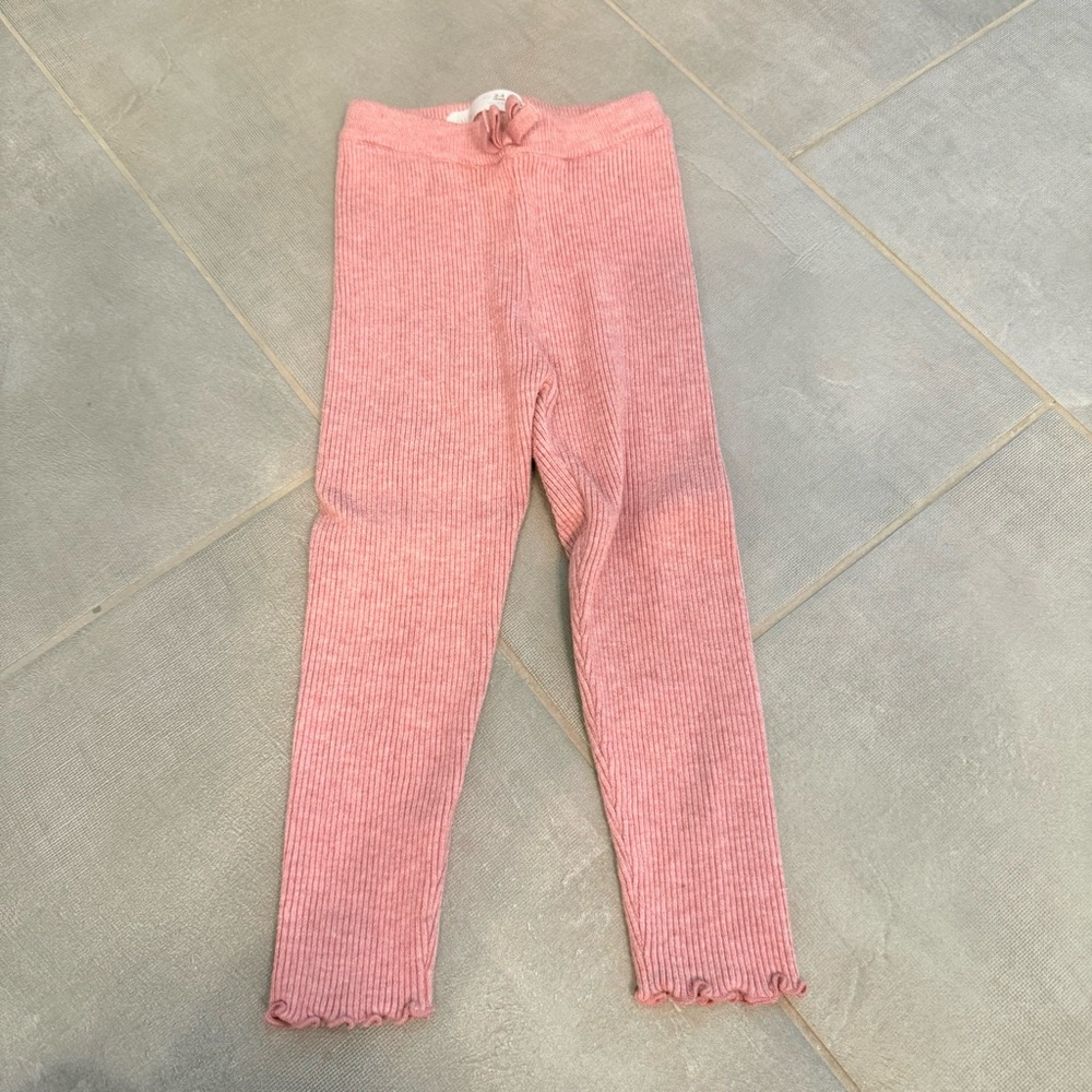 Zara Kids Ribbed Pink Leggings 3-4